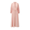 INTO THE EAST 25 Autumn and Winter Pink Lace Drawstring Collar Silk Dress ITE-E1DGAW023PK20DS-FEN Pink